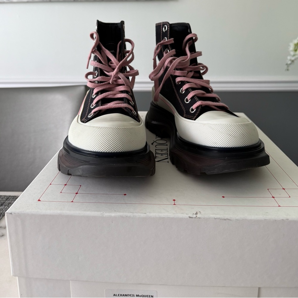 Alexander McQueen Black and Pink Boots with Chunky Soles